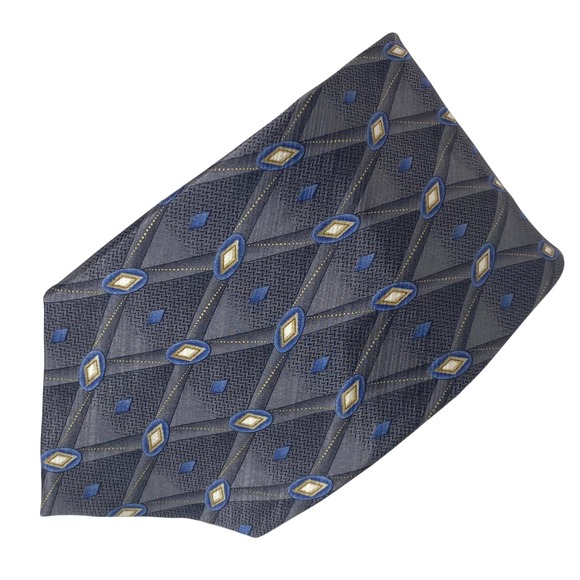 Meeting Street Other - MEETING‎ STREET Necktie Mens Gray Blue Silk Geometric Wide Classic Dress 58x4
